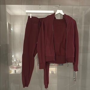 lululemon athletica Women's Maroon Zip Hoodie & Joggers Set